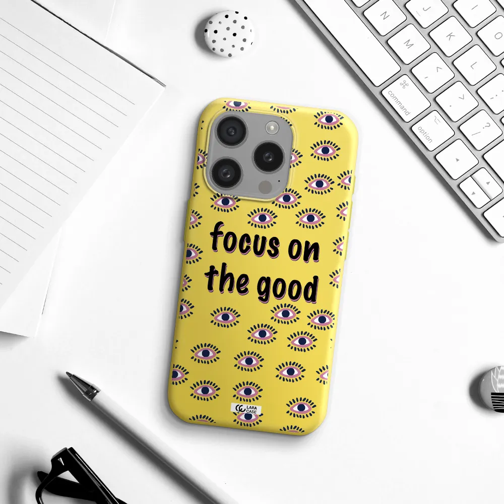 Focus On The Good Apple Iphone 15 Pro Silicone Canary Yellow Case