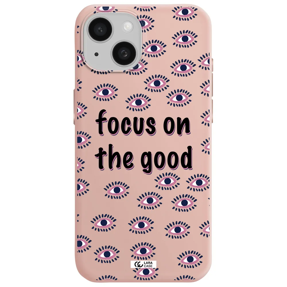 Focus On The Good Apple Iphone 15 Silicone Pastel Pink Case