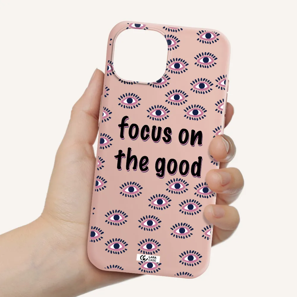 Focus On The Good Apple Iphone 15 Silicone Pastel Pink Case