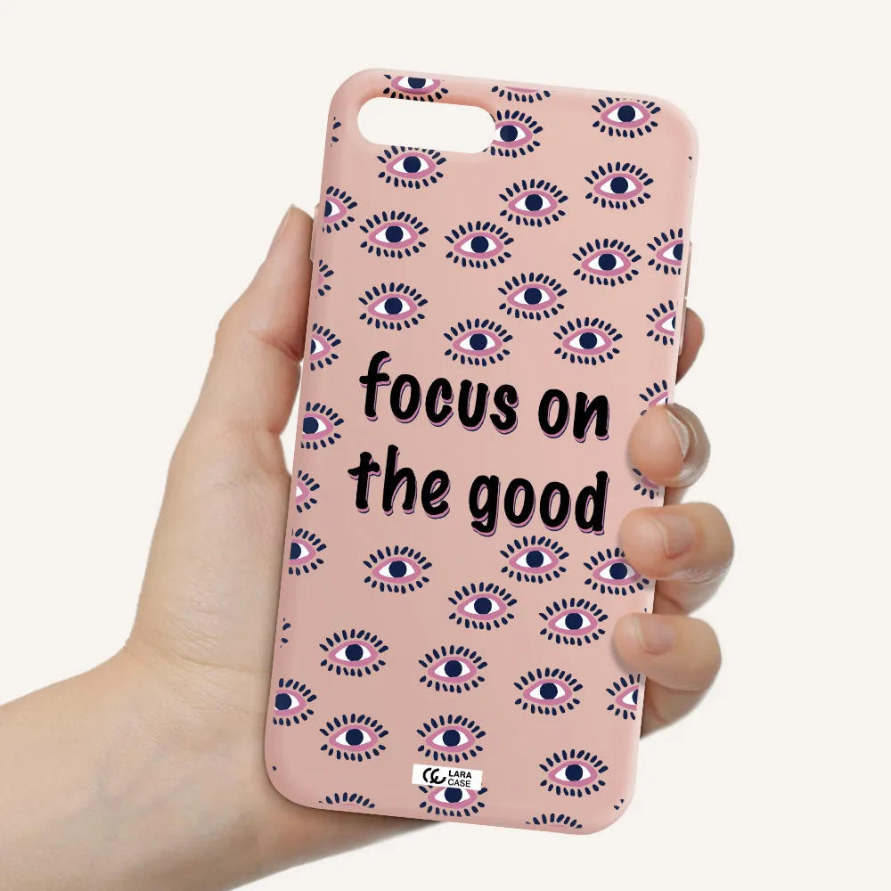 Focus On The Good Apple iPhone 7 plus Silicone pastel pink Case