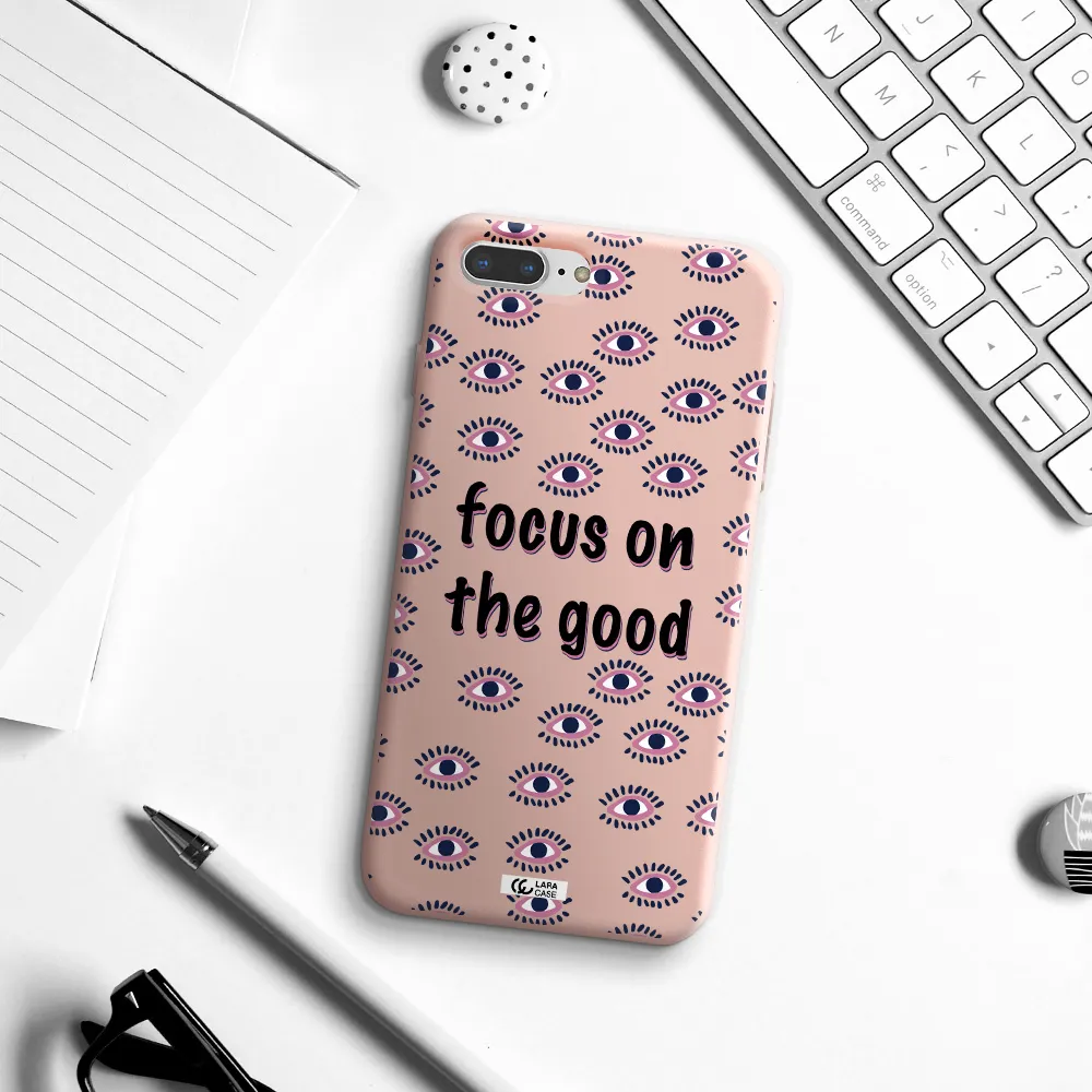 Focus On The Good Apple iPhone 7 plus Silicone pastel pink Case