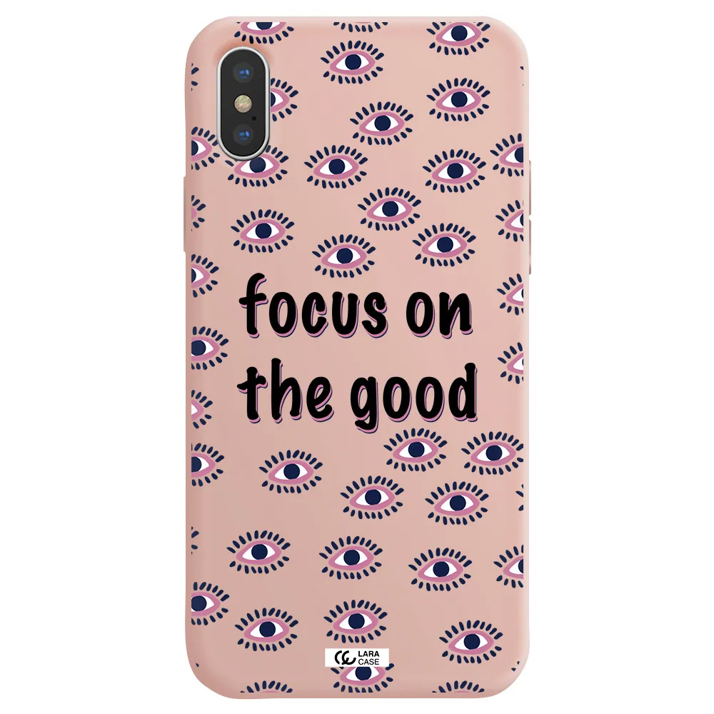 Focus On The Good Apple iPhone X Silicone pastel pink Case