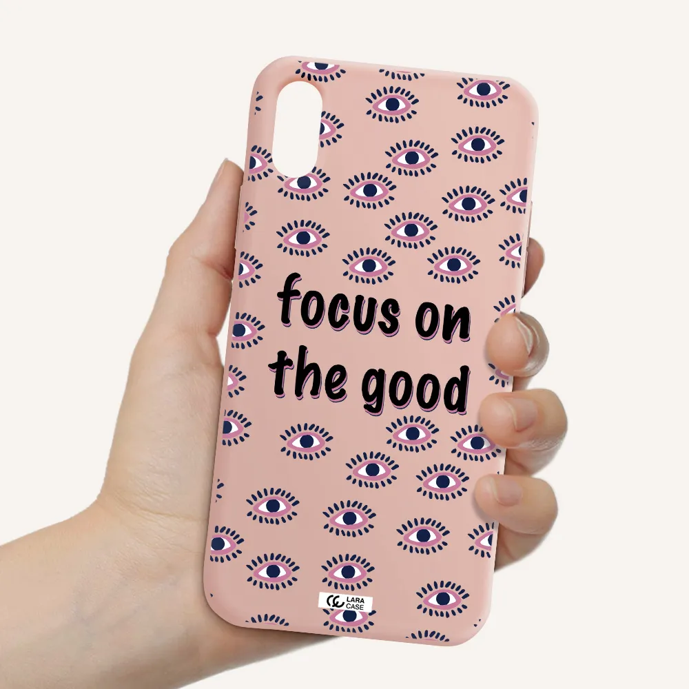 Focus On The Good Apple iPhone X Silicone pastel pink Case