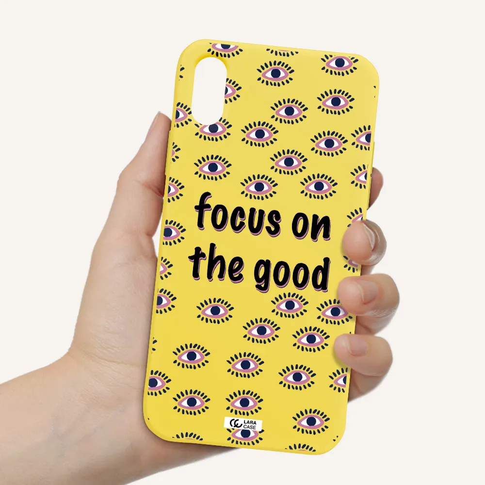 Focus On The Good Apple iPhone XS Silicone canary yellow Case