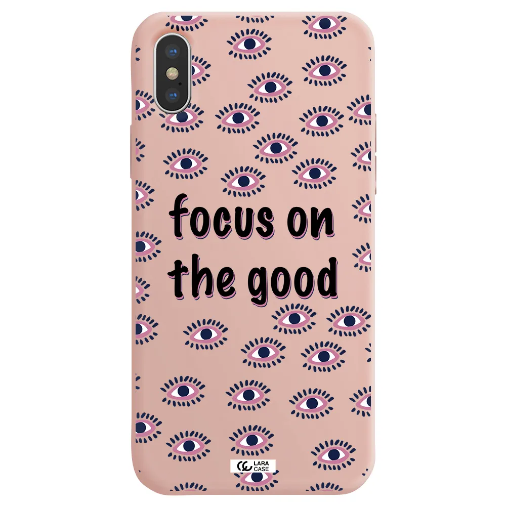 Focus On The Good Apple iPhone XS Silicone pastel pink Case