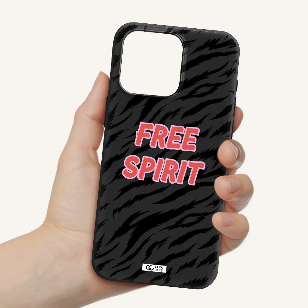 Free Spirit Apple Iphone 15 Pro max Silicone black Case
