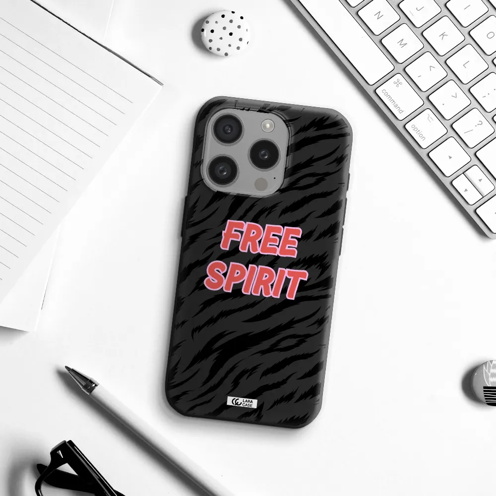 Free Spirit Apple Iphone 15 Pro Silicone Black Case