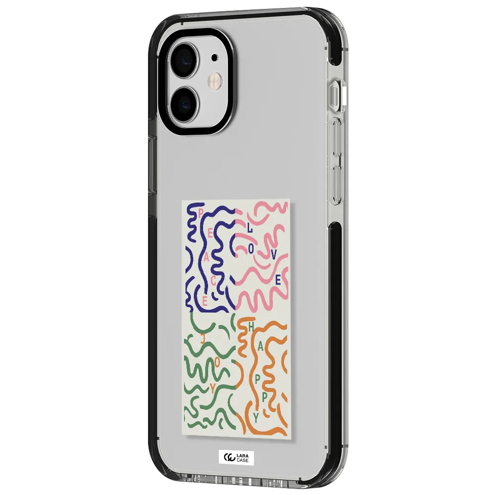 Peace,Love,Joy,Happy Apple iPhone 11 impact black border Case