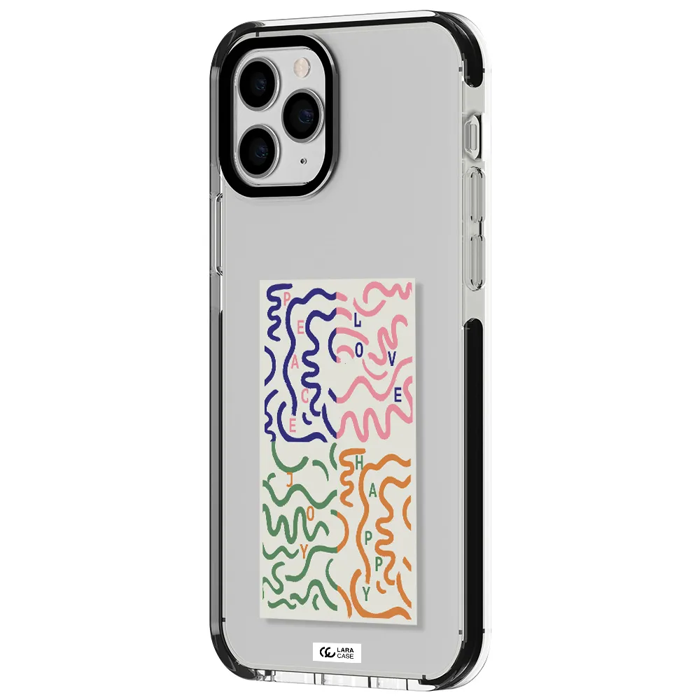 Peace,Love,Joy,Happy Apple iPhone 11 pro impact black border Case