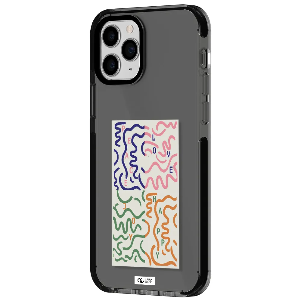 Peace,Love,Joy,Happy Apple iPhone 11 pro impact Smoke Black Case
