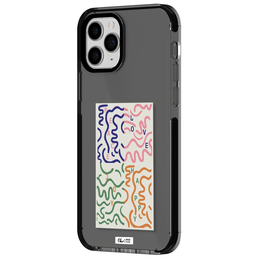 Peace,Love,Joy,Happy Apple iPhone 11 pro max impact Smoke Black Case