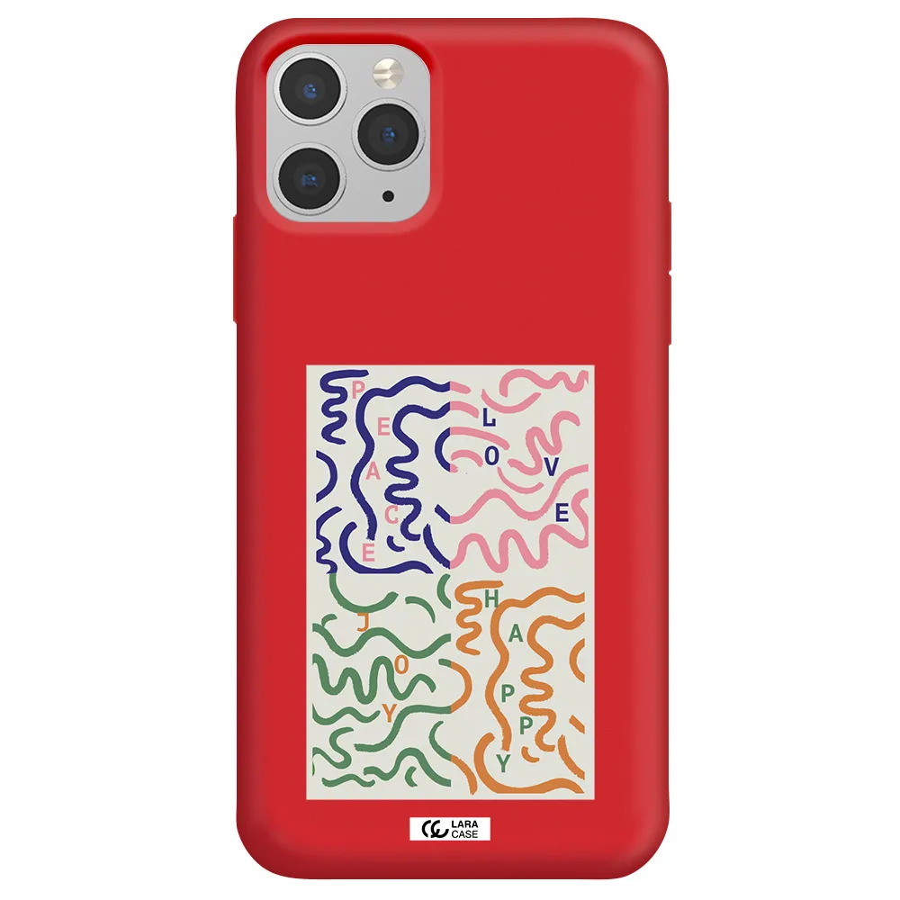 Peace,Love,Joy,Happy Apple iPhone 11 pro max Silicone Imperial Red Case