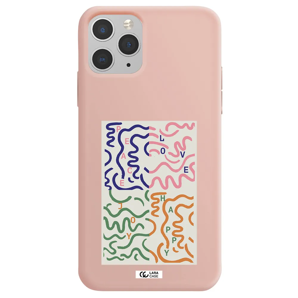 Peace,Love,Joy,Happy Apple iPhone 11 pro max Silicone pastel pink Case