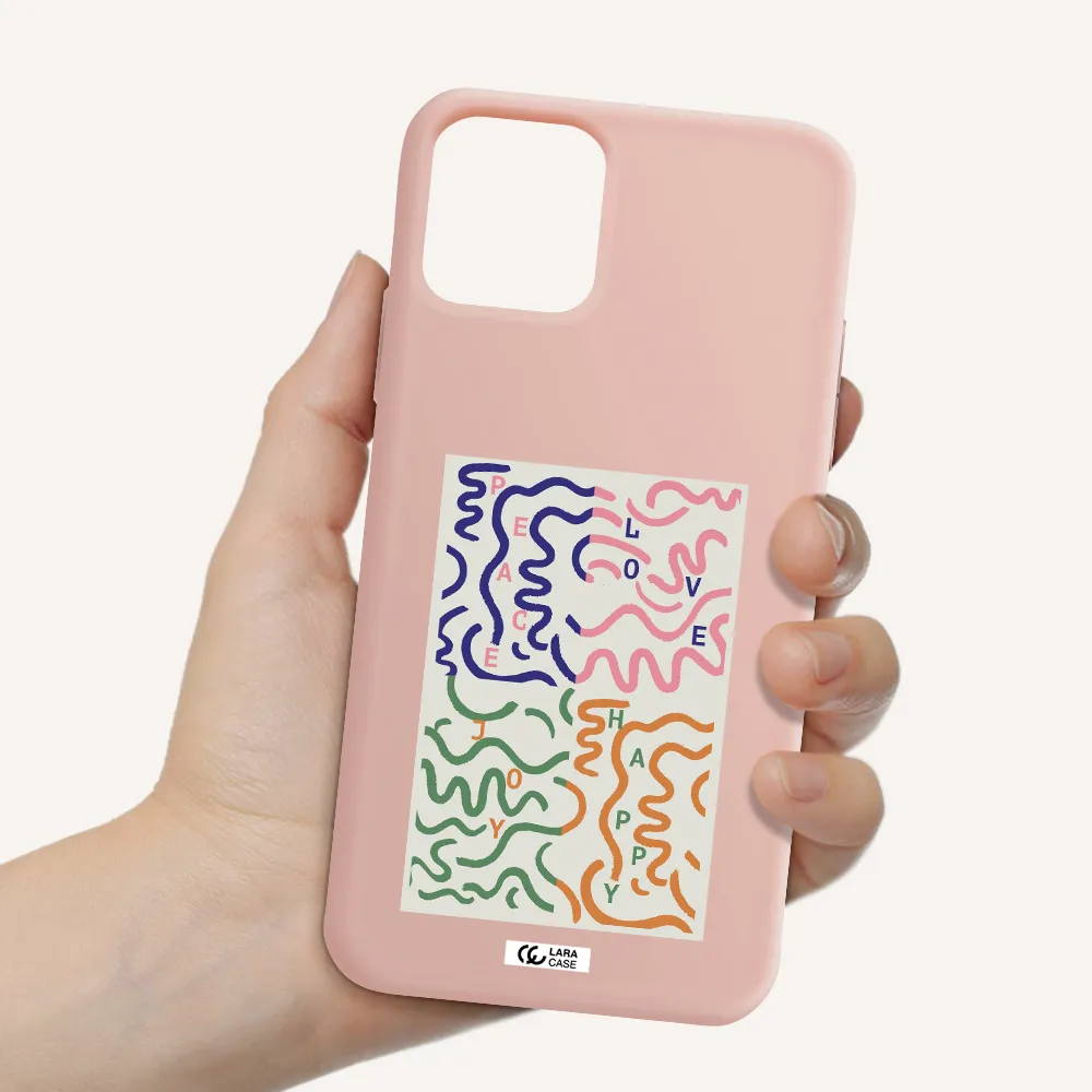 Peace,Love,Joy,Happy Apple iPhone 11 pro max Silicone pastel pink Case