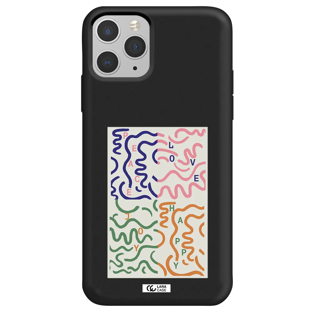 Peace,Love,Joy,Happy Apple iPhone 11 pro Silicone black Case