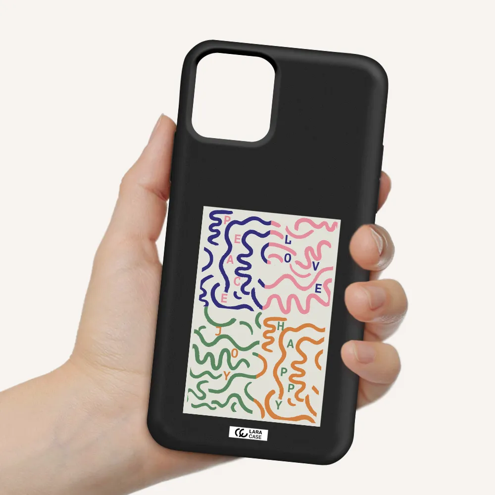 Peace,Love,Joy,Happy Apple iPhone 11 pro Silicone black Case