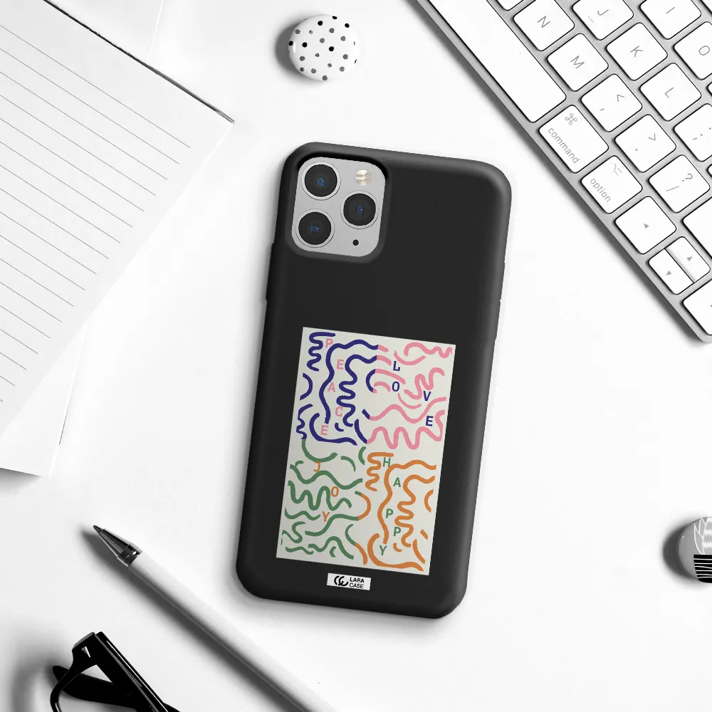 Peace,Love,Joy,Happy Apple iPhone 11 pro Silicone black Case