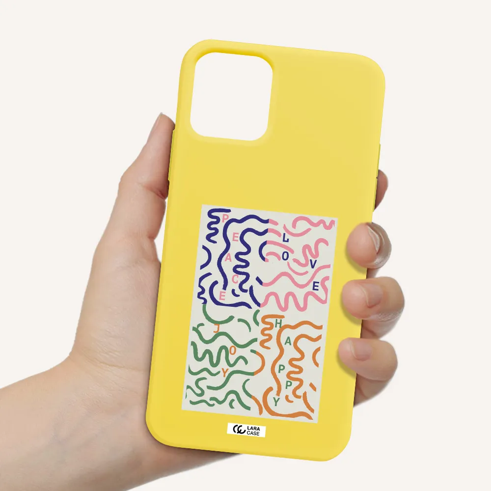 Peace,Love,Joy,Happy Apple iPhone 11 pro Silicone canary yellow Case