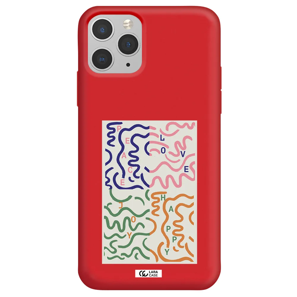 Peace,Love,Joy,Happy Apple iPhone 11 pro Silicone Imperial Red Case