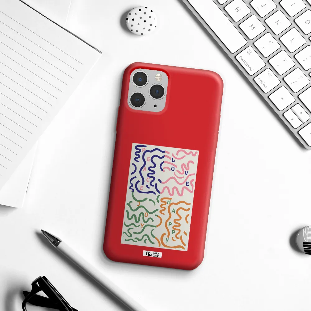 Peace,Love,Joy,Happy Apple iPhone 11 pro Silicone Imperial Red Case