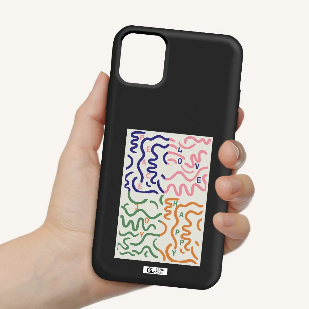 Peace,Love,Joy,Happy Apple iPhone 11 Silicone black Case