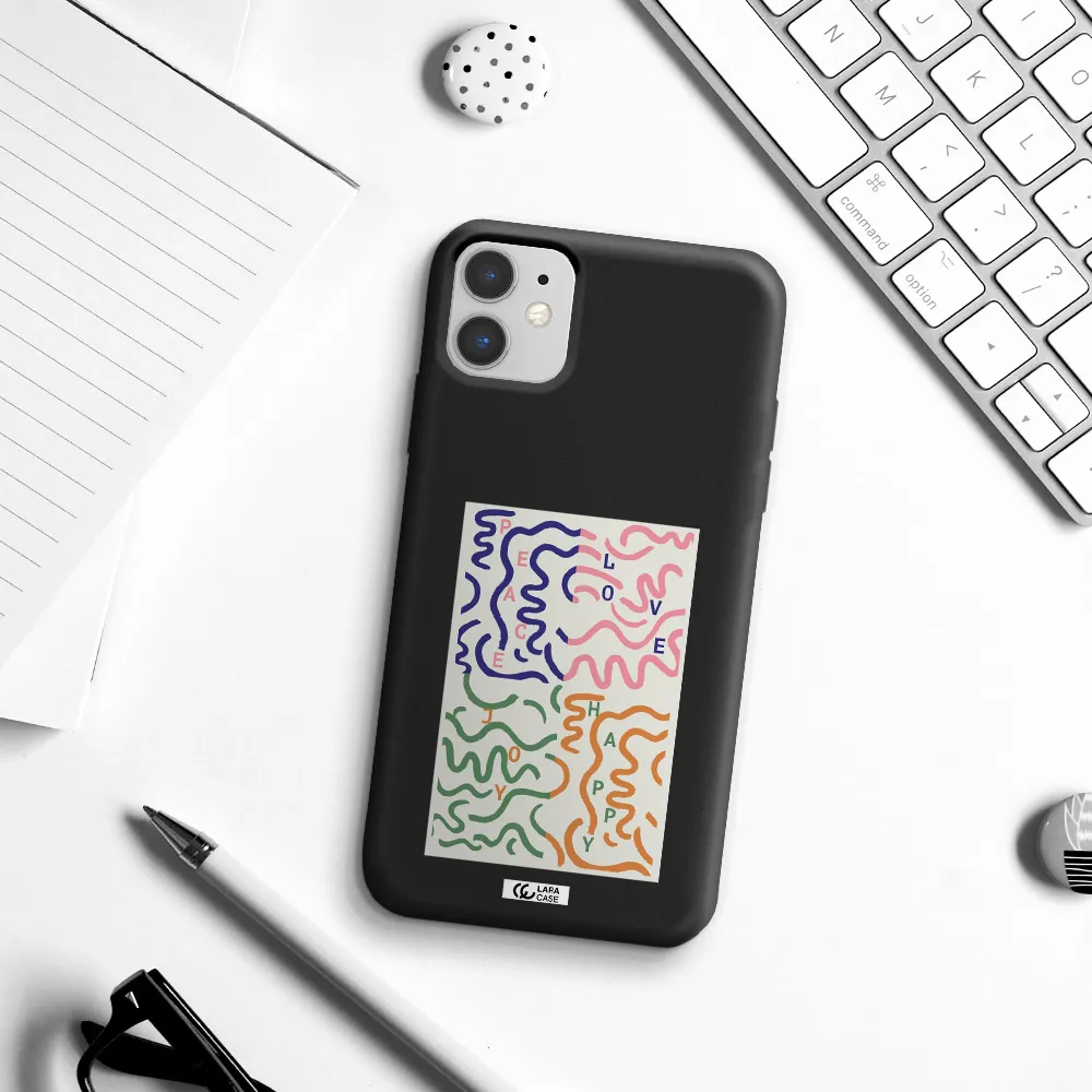 Peace,Love,Joy,Happy Apple iPhone 11 Silicone black Case