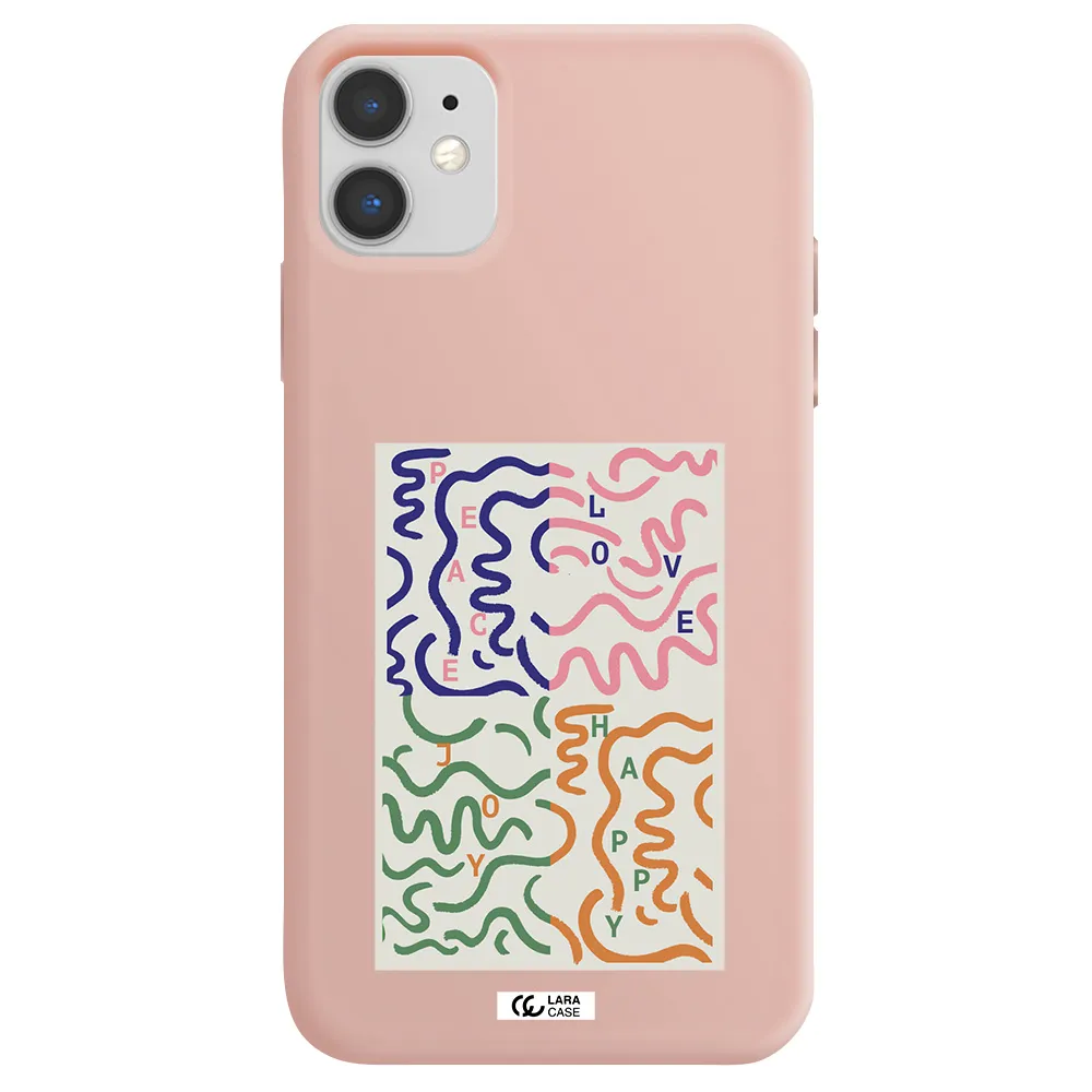 Peace,Love,Joy,Happy Apple iPhone 11 Silicone pastel pink Case