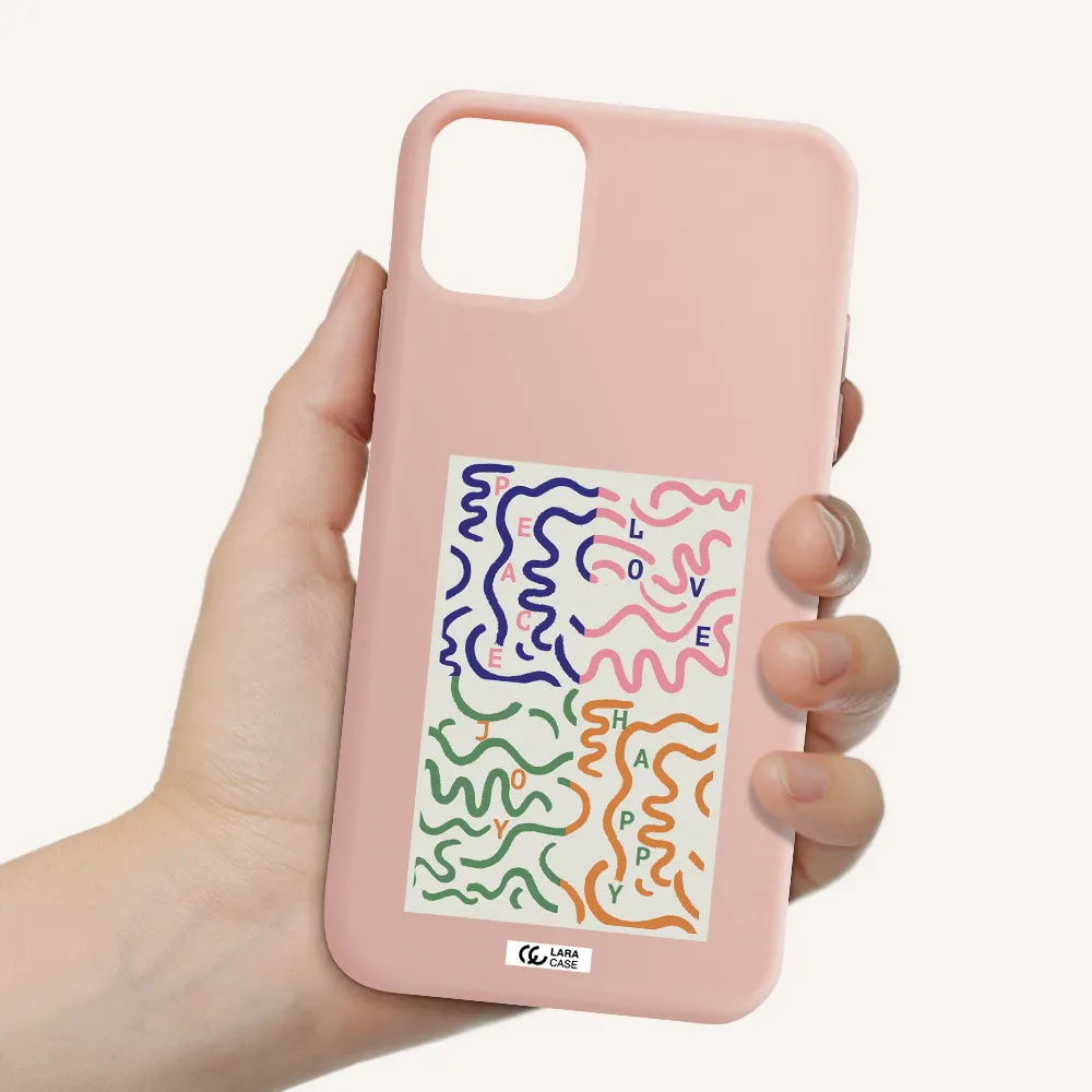 Peace,Love,Joy,Happy Apple iPhone 11 Silicone pastel pink Case