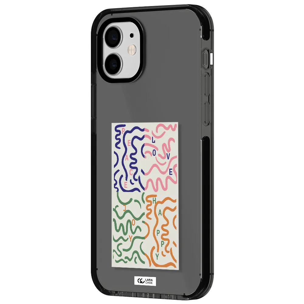 Peace,Love,Joy,Happy Apple iPhone 12 impact Smoke Black Case