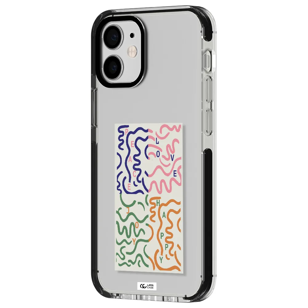 Peace,Love,Joy,Happy Apple iPhone 12 mini impact black border Case
