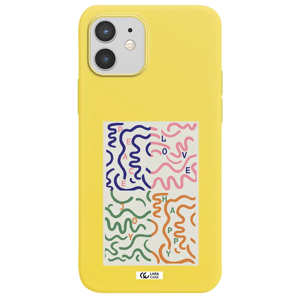 Peace,Love,Joy,Happy Apple iPhone 12 mini Silicone canary yellow Case