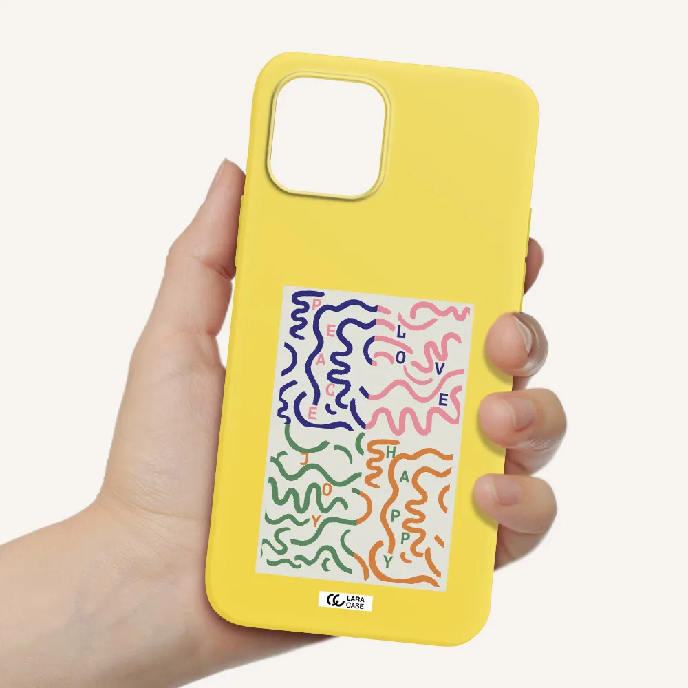 Peace,Love,Joy,Happy Apple iPhone 12 mini Silicone canary yellow Case
