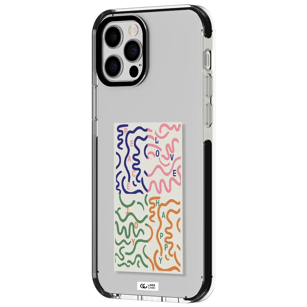 Peace,Love,Joy,Happy Apple iPhone 12 pro impact black border Case