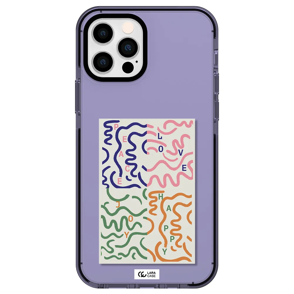 Peace,Love,Joy,Happy Apple iPhone 12 pro impact Lilac Case