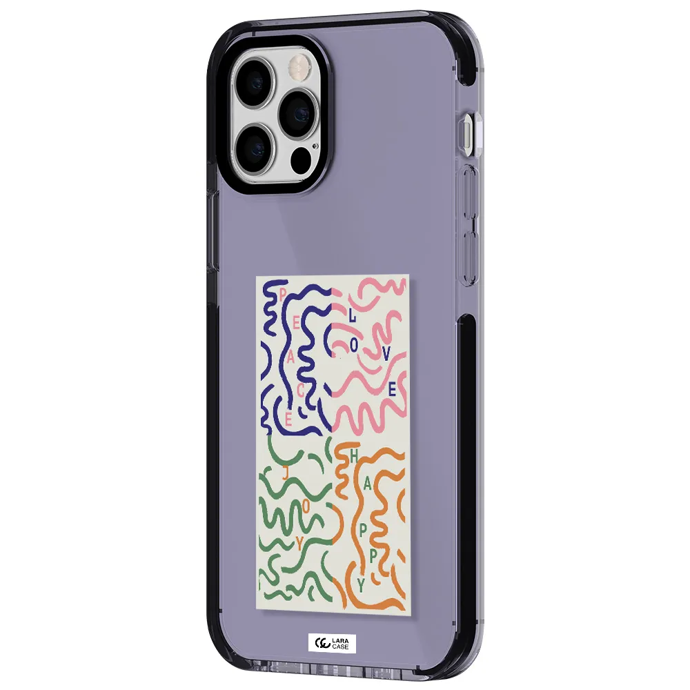 Peace,Love,Joy,Happy Apple iPhone 12 pro impact Lilac Case