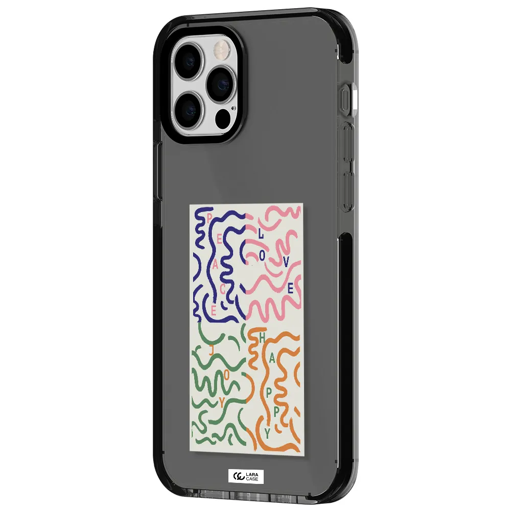 Peace,Love,Joy,Happy Apple iPhone 12 pro impact Smoke Black Case
