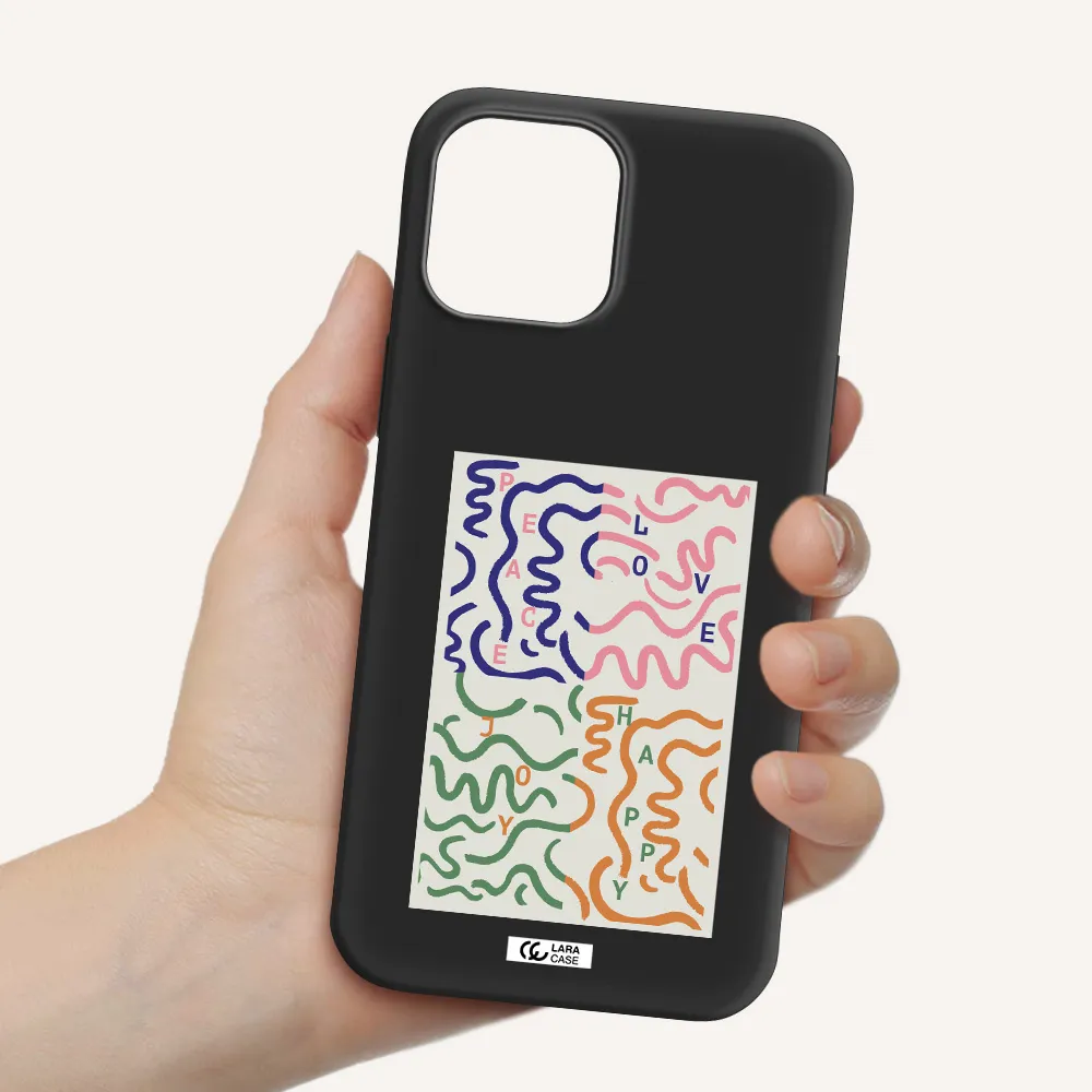 Peace,Love,Joy,Happy Apple iPhone 12 pro max Silicone black Case