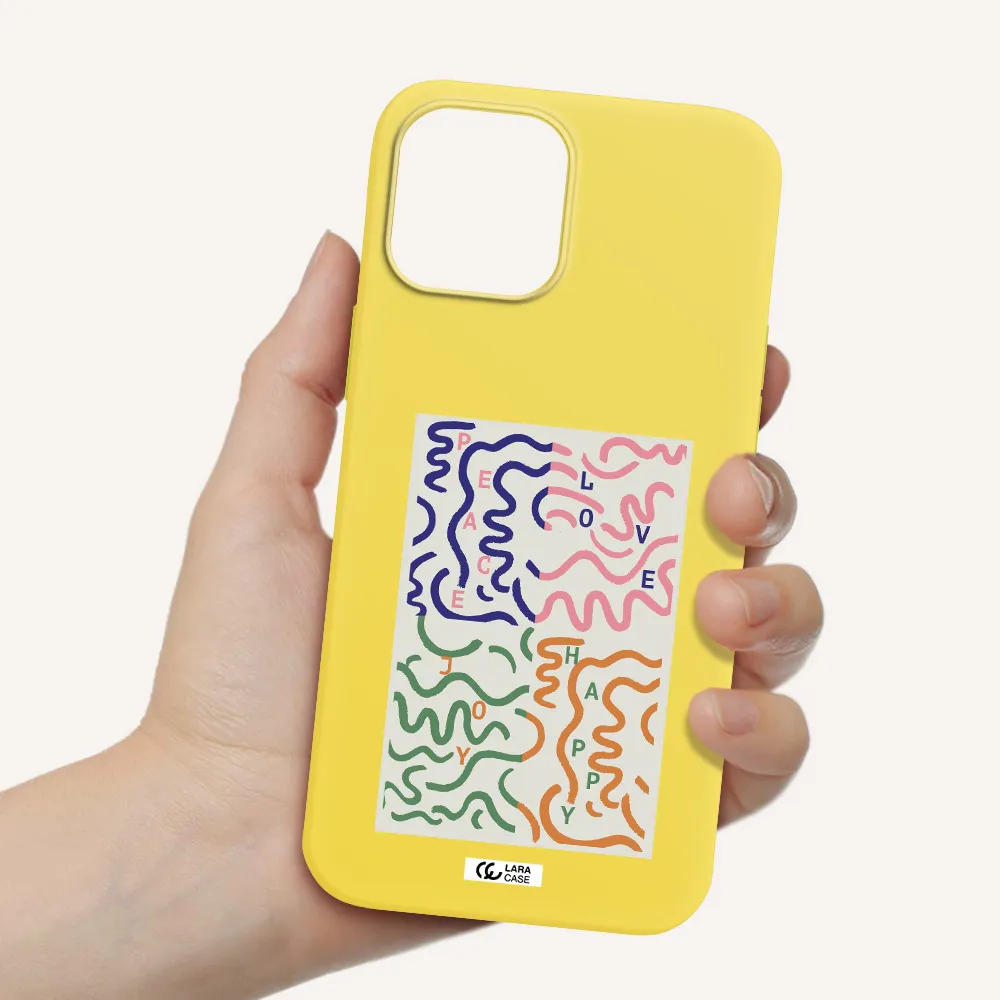 Peace,Love,Joy,Happy Apple iPhone 12 pro max Silicone canary yellow Case