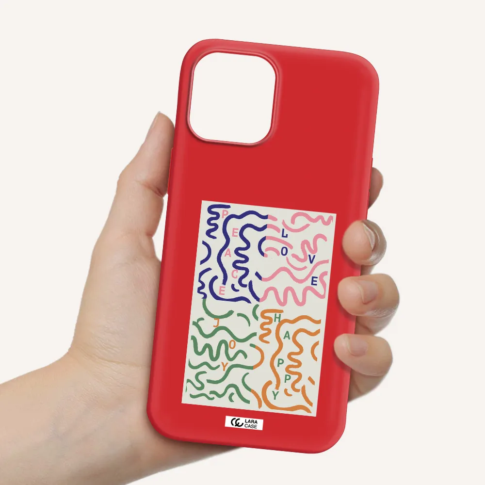 Peace,Love,Joy,Happy Apple iPhone 12 pro max Silicone Imperial Red Case