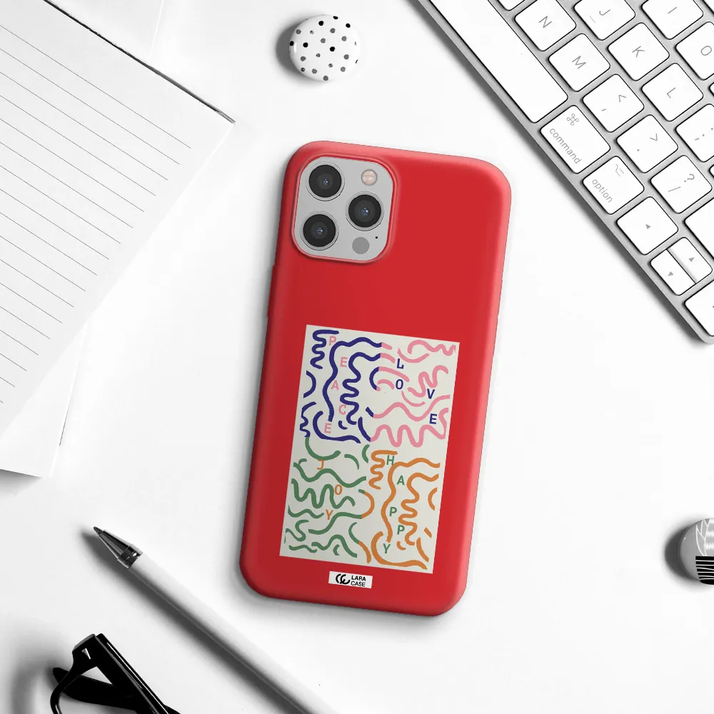 Peace,Love,Joy,Happy Apple iPhone 12 pro max Silicone Imperial Red Case