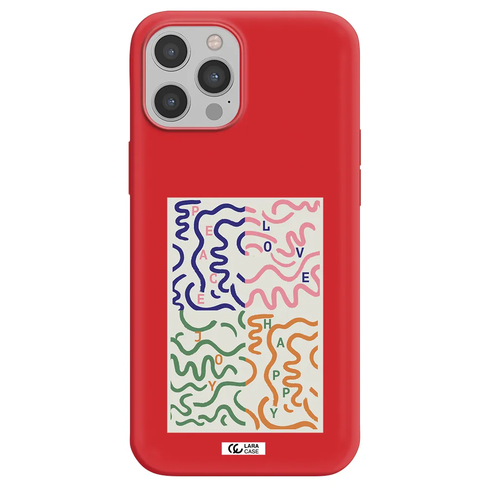 Peace,Love,Joy,Happy Apple iPhone 12 pro Silicone Imperial Red Case