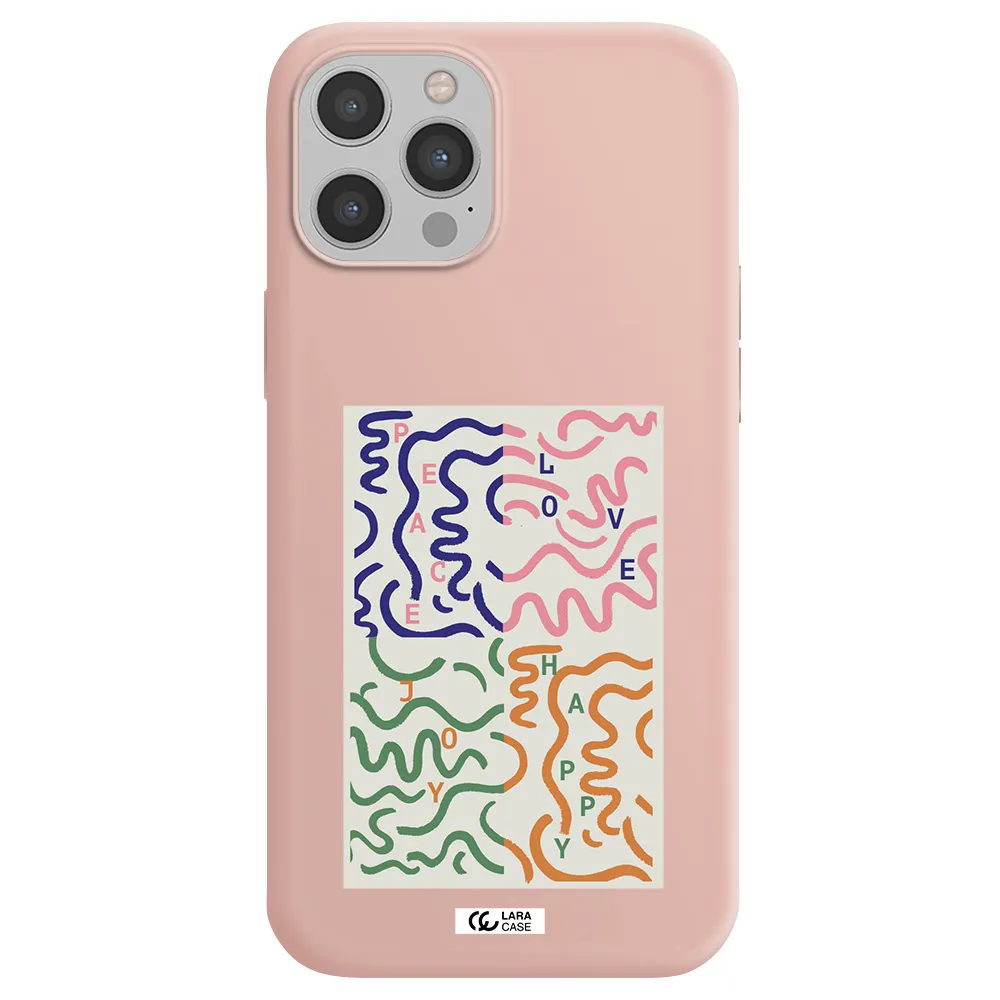 Peace,Love,Joy,Happy Apple iPhone 12 pro Silicone pastel pink Case