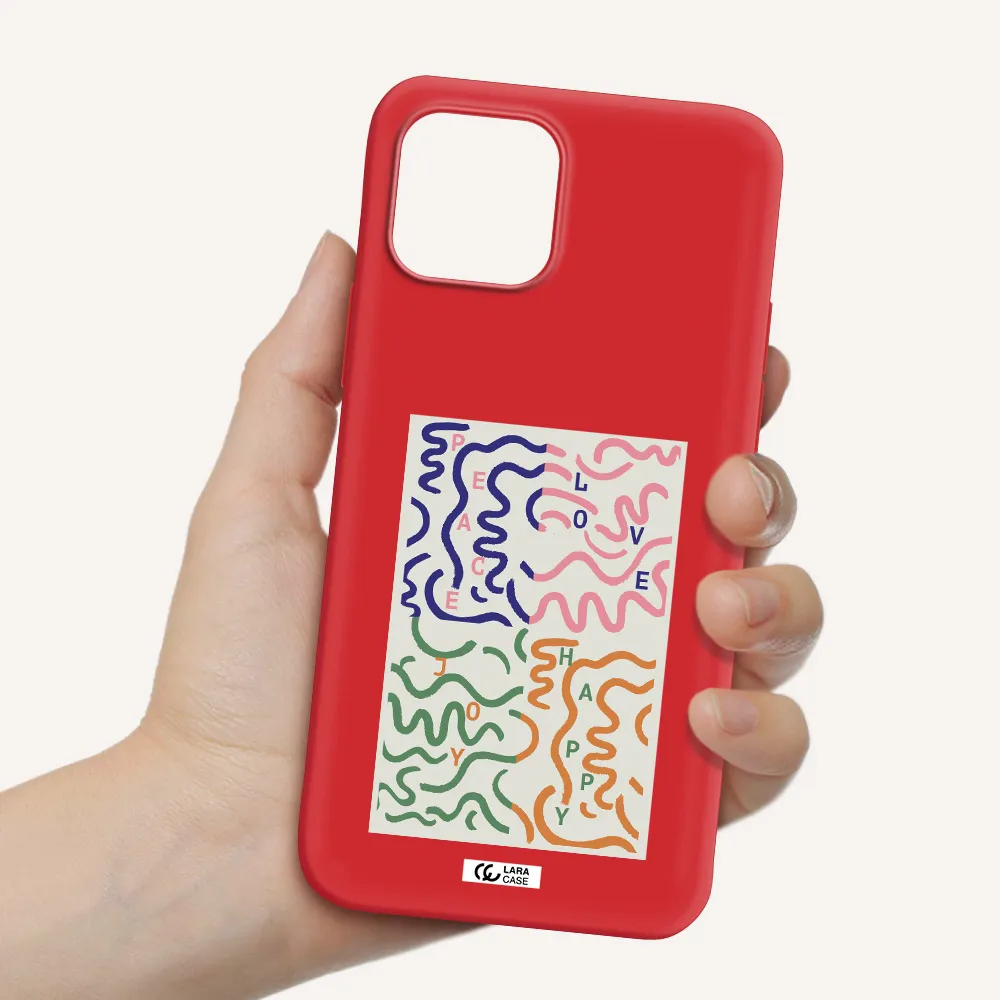 Peace,Love,Joy,Happy Apple iPhone 12 Silicone Imperial Red Case