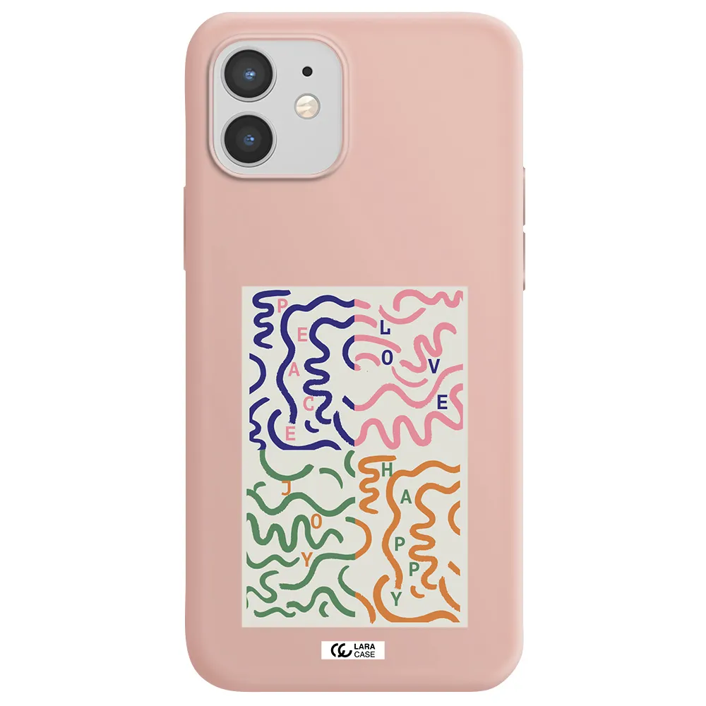 Peace,Love,Joy,Happy Apple iPhone 12 Silicone pastel pink Case