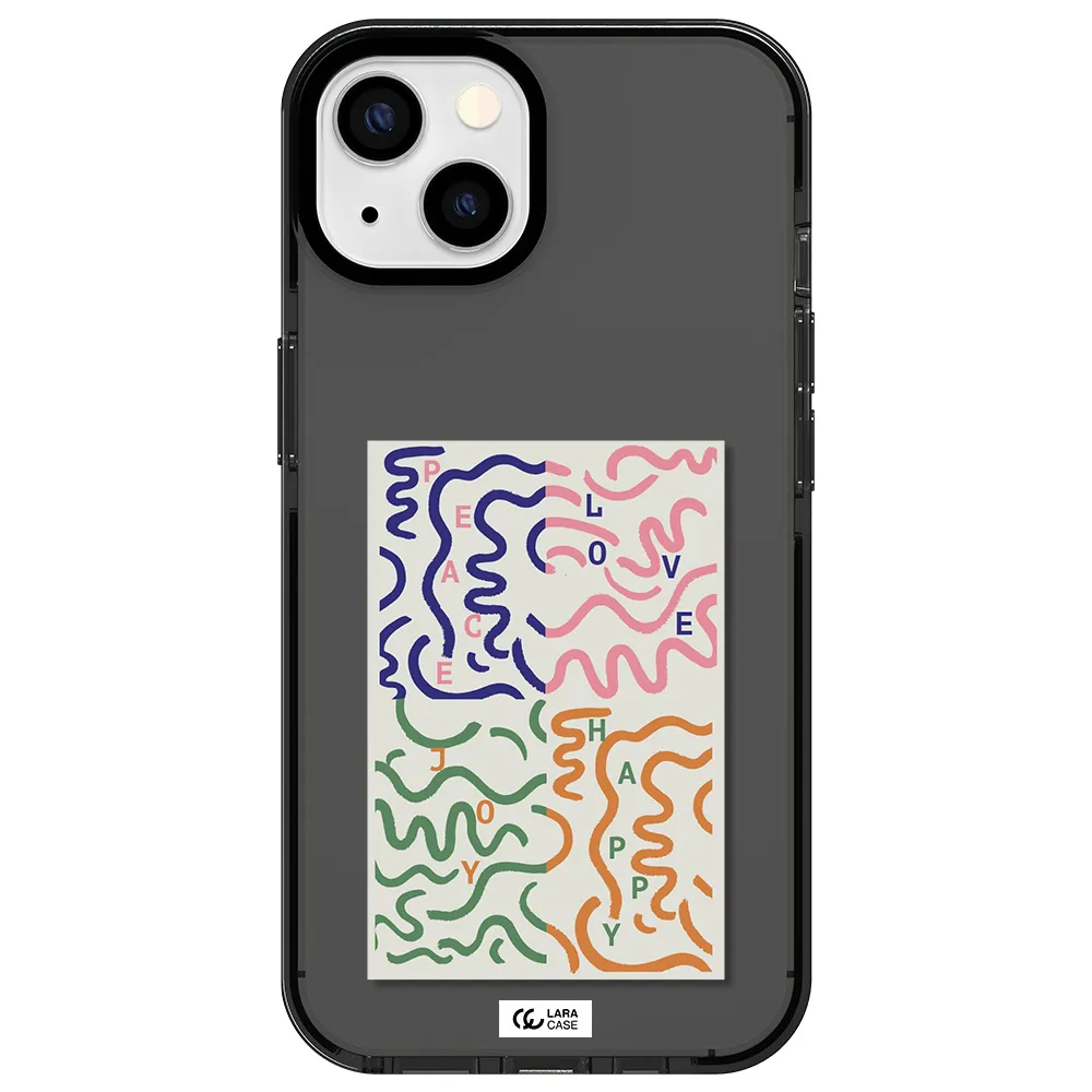Peace,Love,Joy,Happy Apple iPhone 13 impact Smoke Black Case
