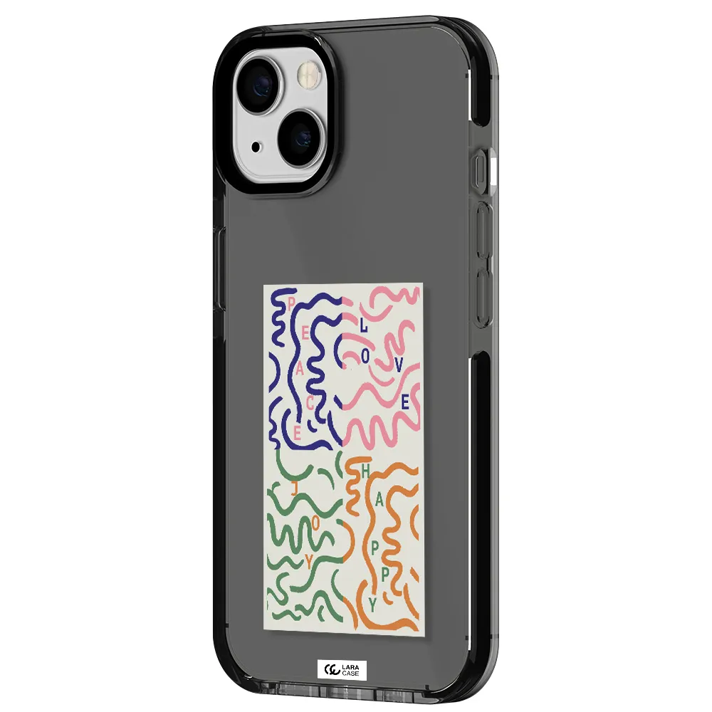 Peace,Love,Joy,Happy Apple iPhone 13 impact Smoke Black Case