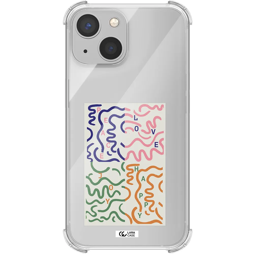Peace,Love,Joy,Happy Apple iPhone 13 mini Clear PC Case