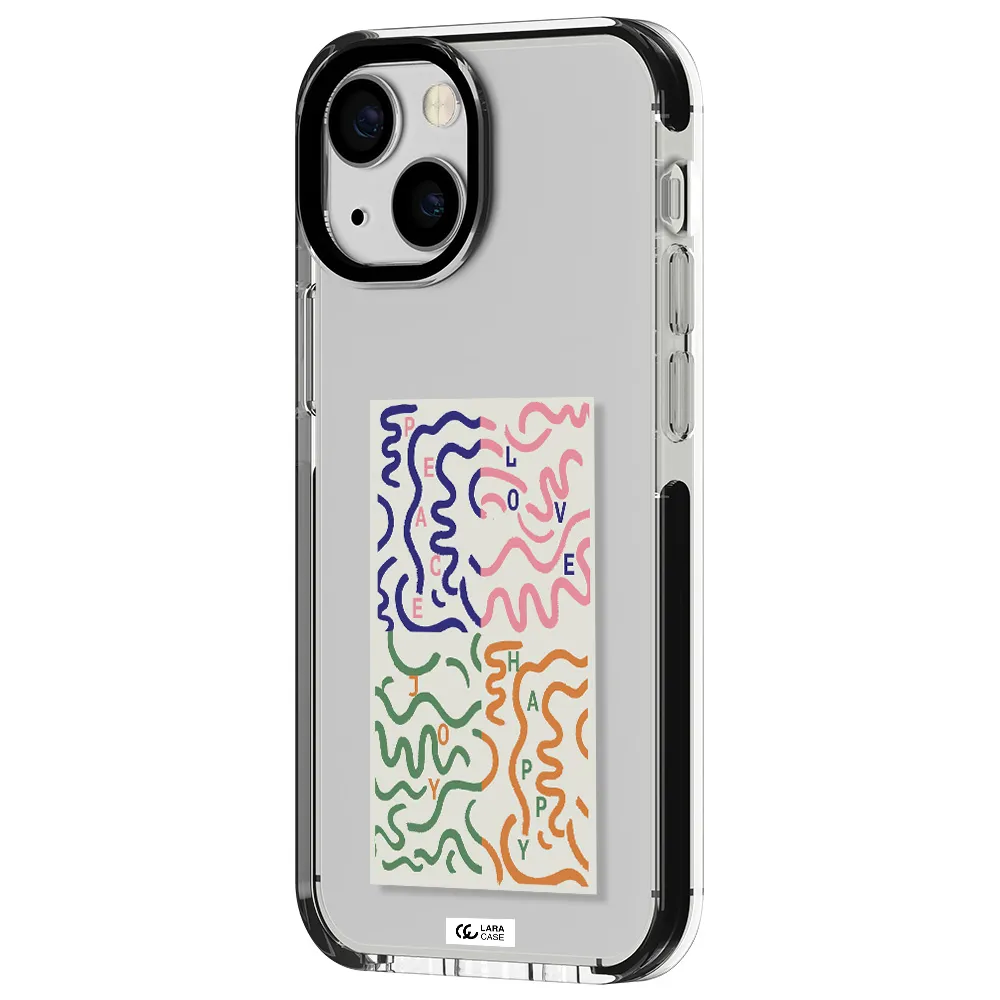 Peace,Love,Joy,Happy Apple iPhone 13 mini impact black border Case