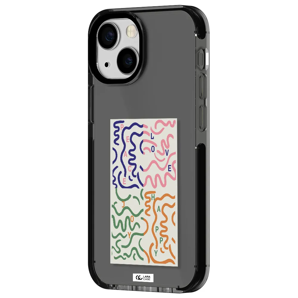 Peace,Love,Joy,Happy Apple iPhone 13 mini impact Smoke Black Case
