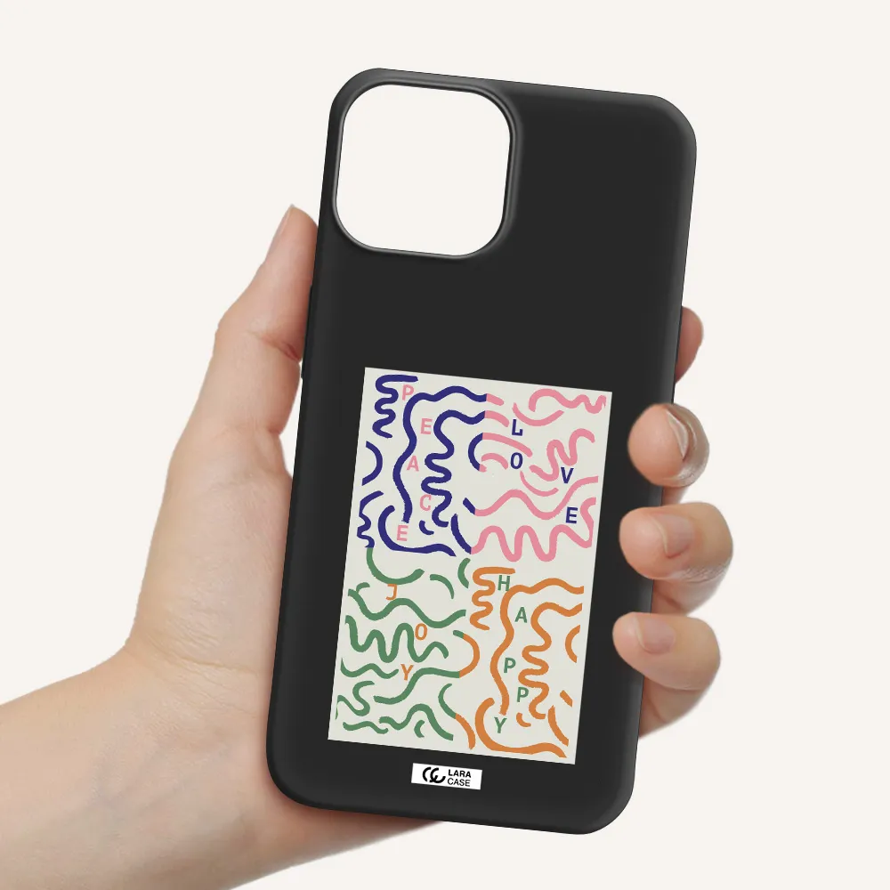 Peace,Love,Joy,Happy Apple iPhone 13 mini Silicone black Case